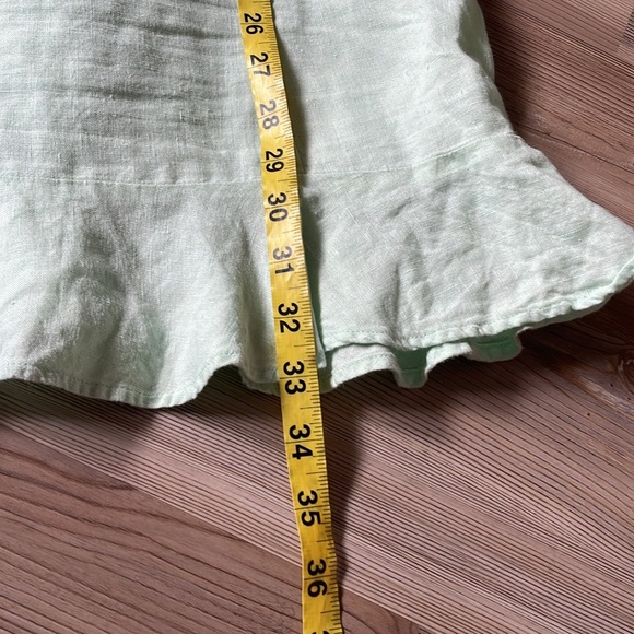 & Other Stories Linen Flounced Hem Mini Dress Mint Green Size 8 (Euro 38) Spring - Picture 9 of 15